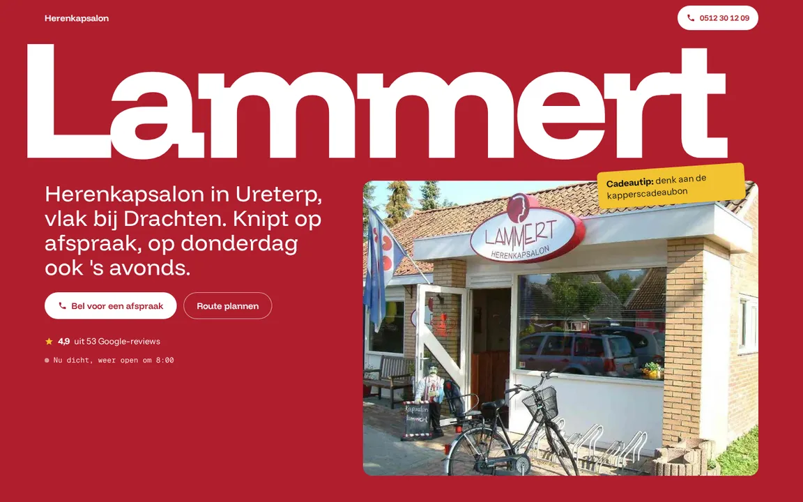 Richting C op een computer: rood vlak met de naam Lammert schermvullend